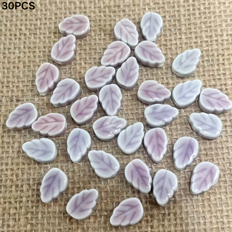 30pcs Leaf-Shaped Ceramic Beads for Handmade Jewelry